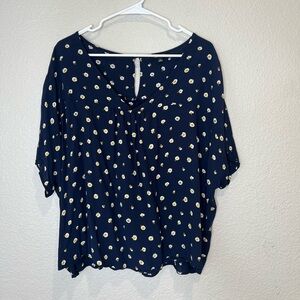 Madewell Navy Floral Blouse, XL